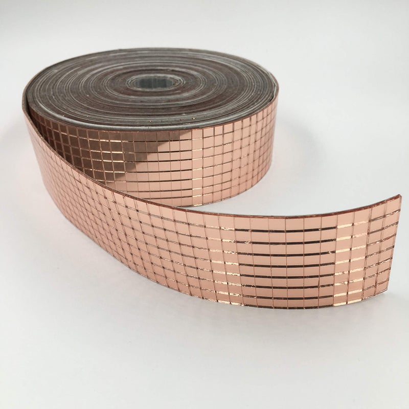 NUORUI NUO RUI Real Glass Craft Mini Square Mirrors Mosaic Tiles Mirror Sheets Mosaic Sticker (Rose Gold) - Image 1